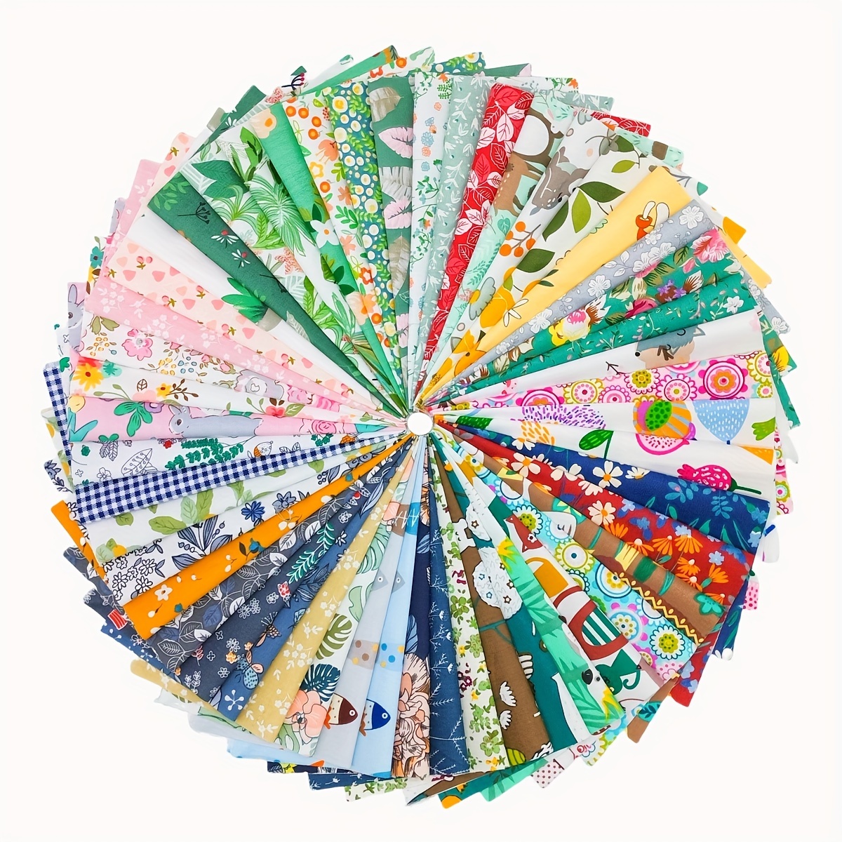Image of 50pcs Of Twill Cotton Fabric In Patterns, Pre-cut For Sewing. Suitable For , Doll Fabric, And Crafts. Handcrafted Fabric Set In 3 Sizes (square Weight 125gsm)