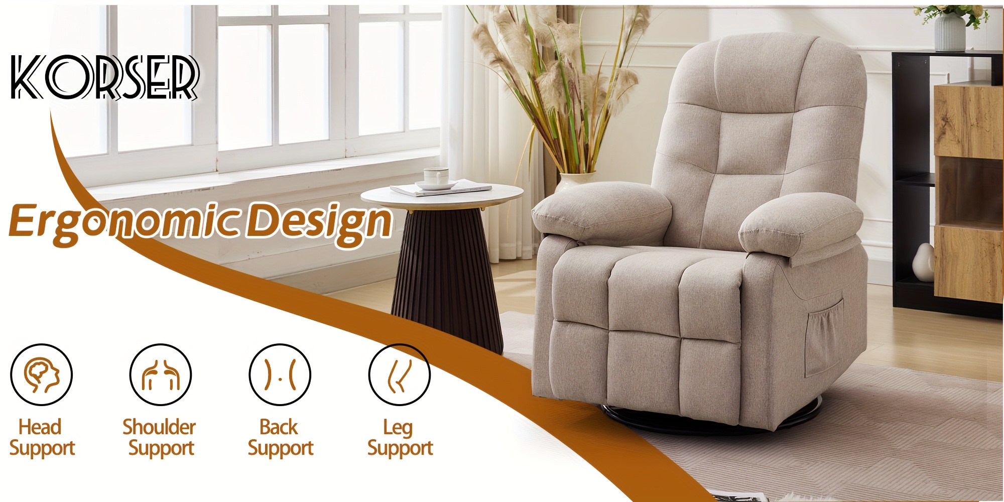 KORSER Recliner Chair Front View