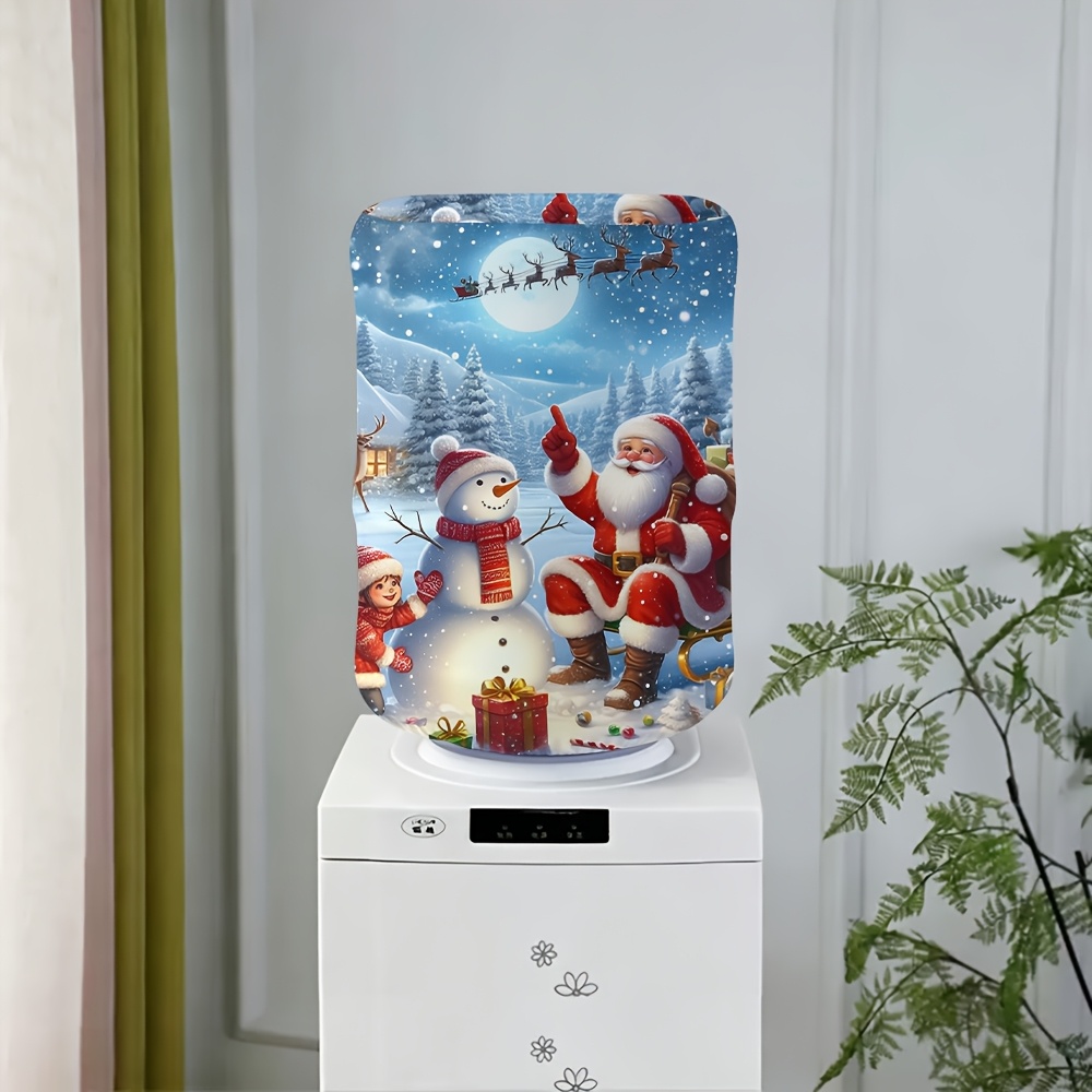 TEMU Housse de réutilisable 1 pièce pour distributeur de bouteille d'eau de 5 gallons avec bords élastiques, étui en à imprimé de neige et Père Noël