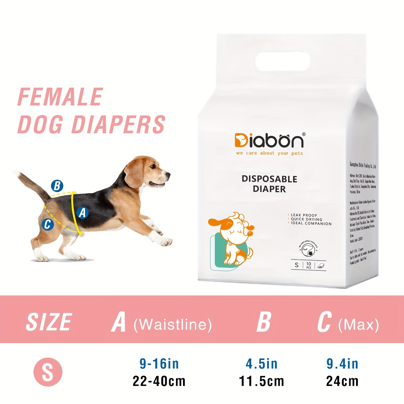 TEMU 10-pack Disposable Dog Diapers | Peva Material, Prevents And