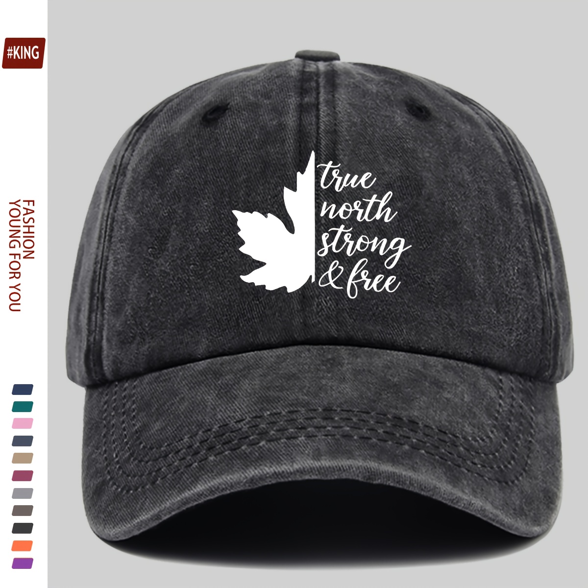 TEMU 1pc " " Maple Leaf Print Baseball - Adjustable Snapback, Lightweight Polyester, Breathable Fabric, Ideal For Outdoor Activities & Casual Attire,
