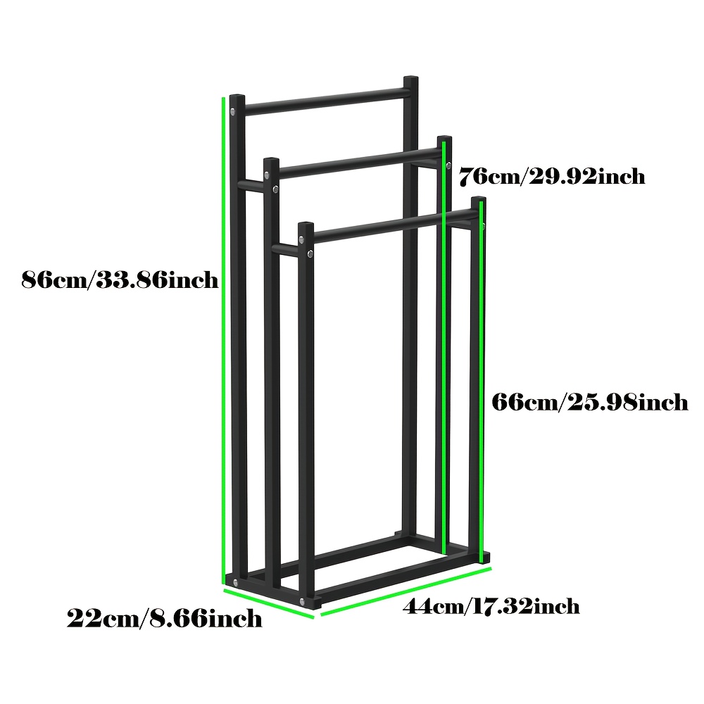 3-tier Vertical Towel Rack, Freestanding Towel Rack, Holds Bath Towels And Hand Towels, Suitable For Bathrooms And Living Rooms, Bathroom Accessory, 44x22x86cm, Black, Towel Racks
