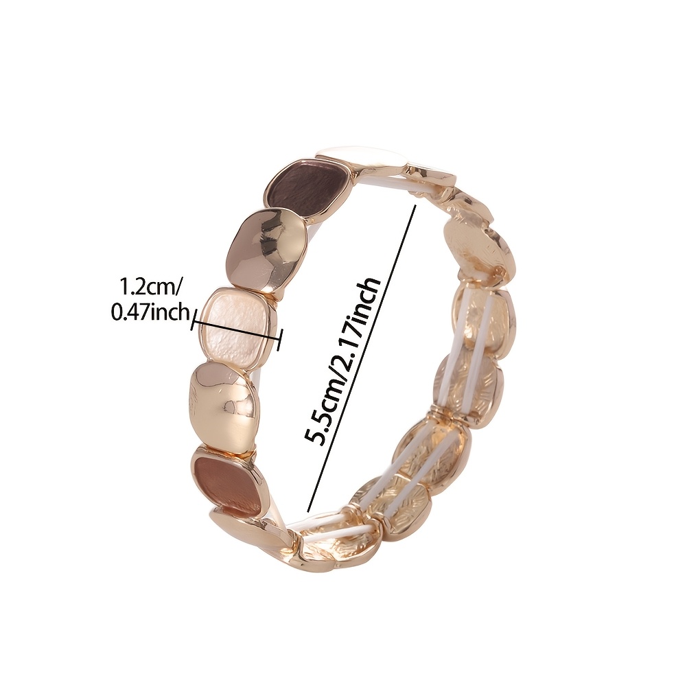 1pc Vintage Style Elegant Zinc Alloy Plated Kc Golden Elastic Bracelet Bracelet Irregular Square Unisex Bracelet