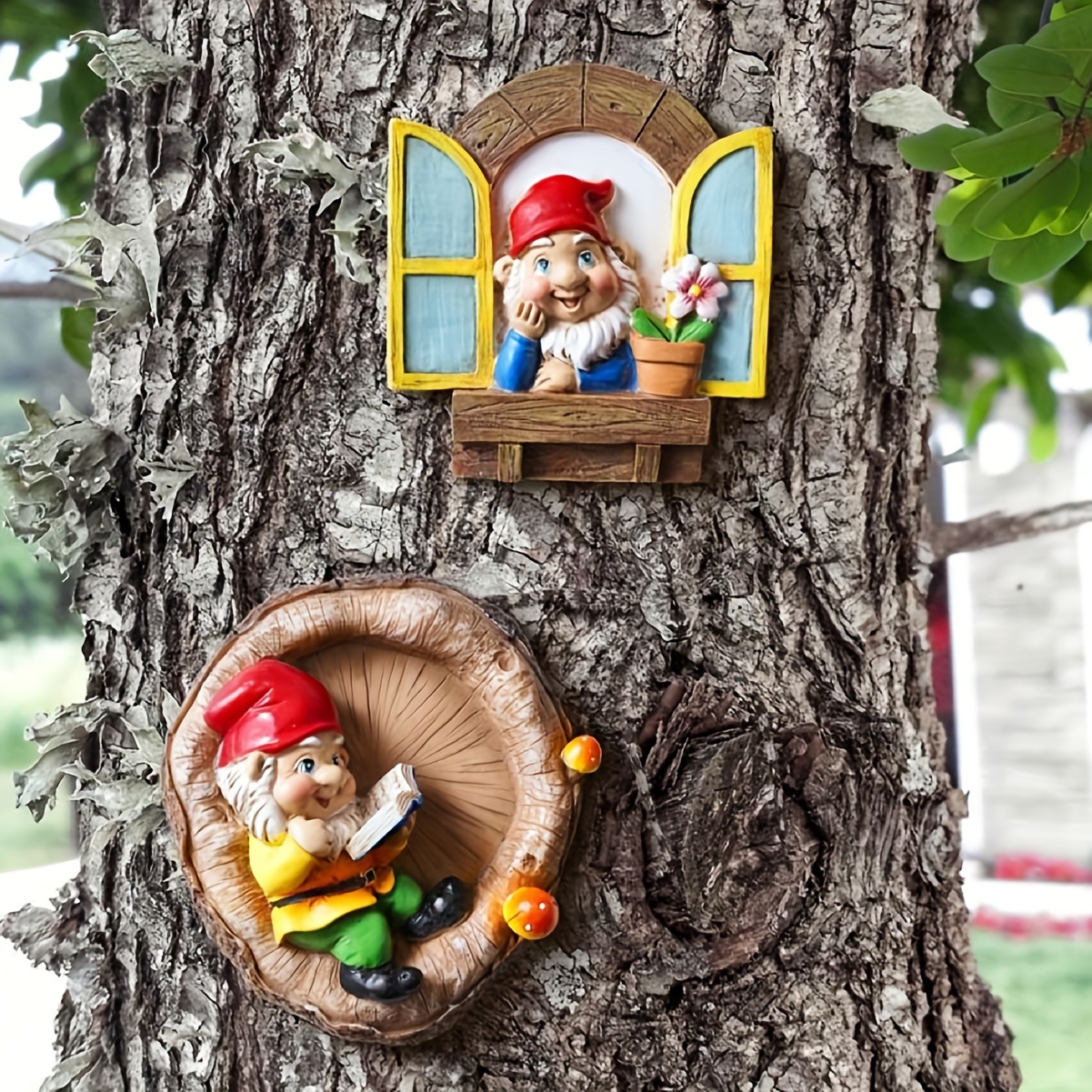 

Resin Craft Elf Sculpture Ornament, Garden Gnome Figurine, Tree Hugger Decoration, Wall Mounted Fantasy Art, Outdoor Yard Decor, Magical Gift For - Durable, No Electricity Needed