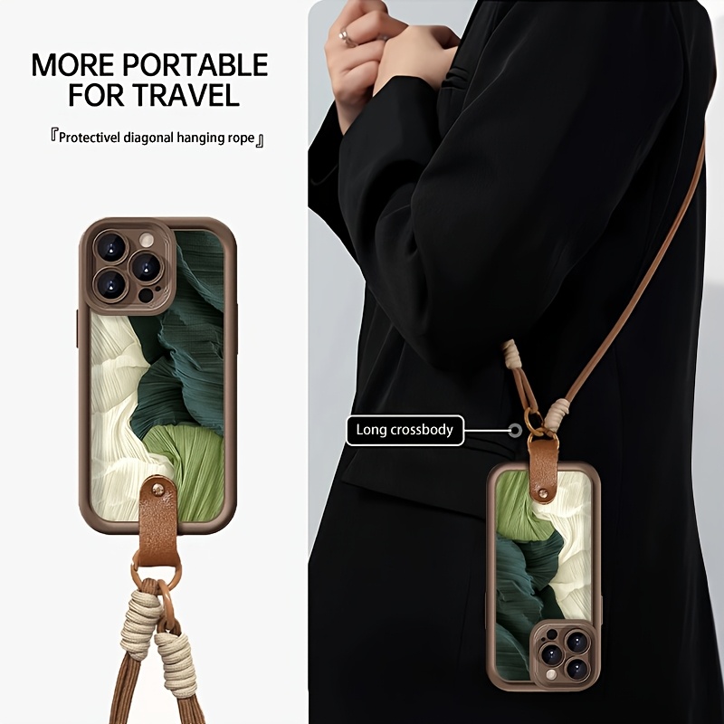 TEMU Phone Case - Oil Painting Style Pattern Suitable For Iphone17promax/16/15/14/13/12/11 Phone Case, 2d Flat Uv Printing (not 3d), Long Crossbody