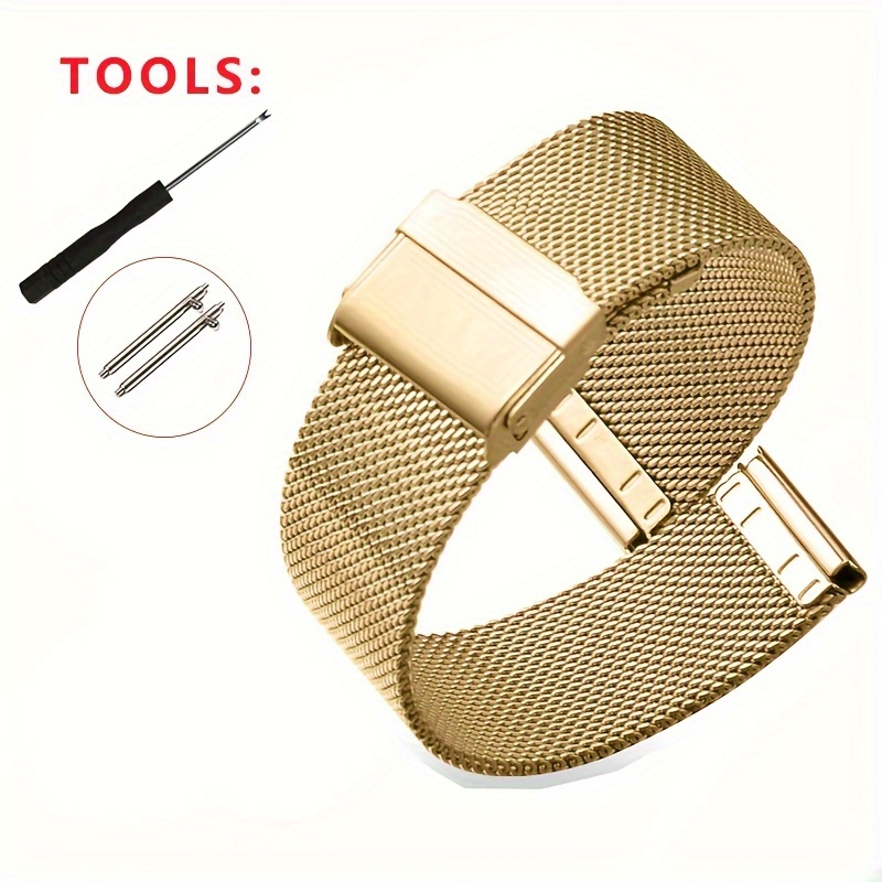 TEMU 8mm Stainless Steel Watch Strap with Mesh - Adjustable, Durable & Stylish Band for Smartwatches, Compatible with Models, in