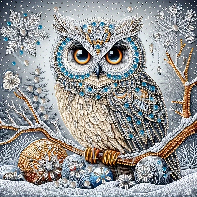 

Owl-themed Round Diamond Painting Kit For Adults – 5d Diy Full Drill Crystal Embroidery Craft – Animal Art Wall Decor And Relaxation Gift – Acrylic (pmma) Diamond Art Set For Beginners