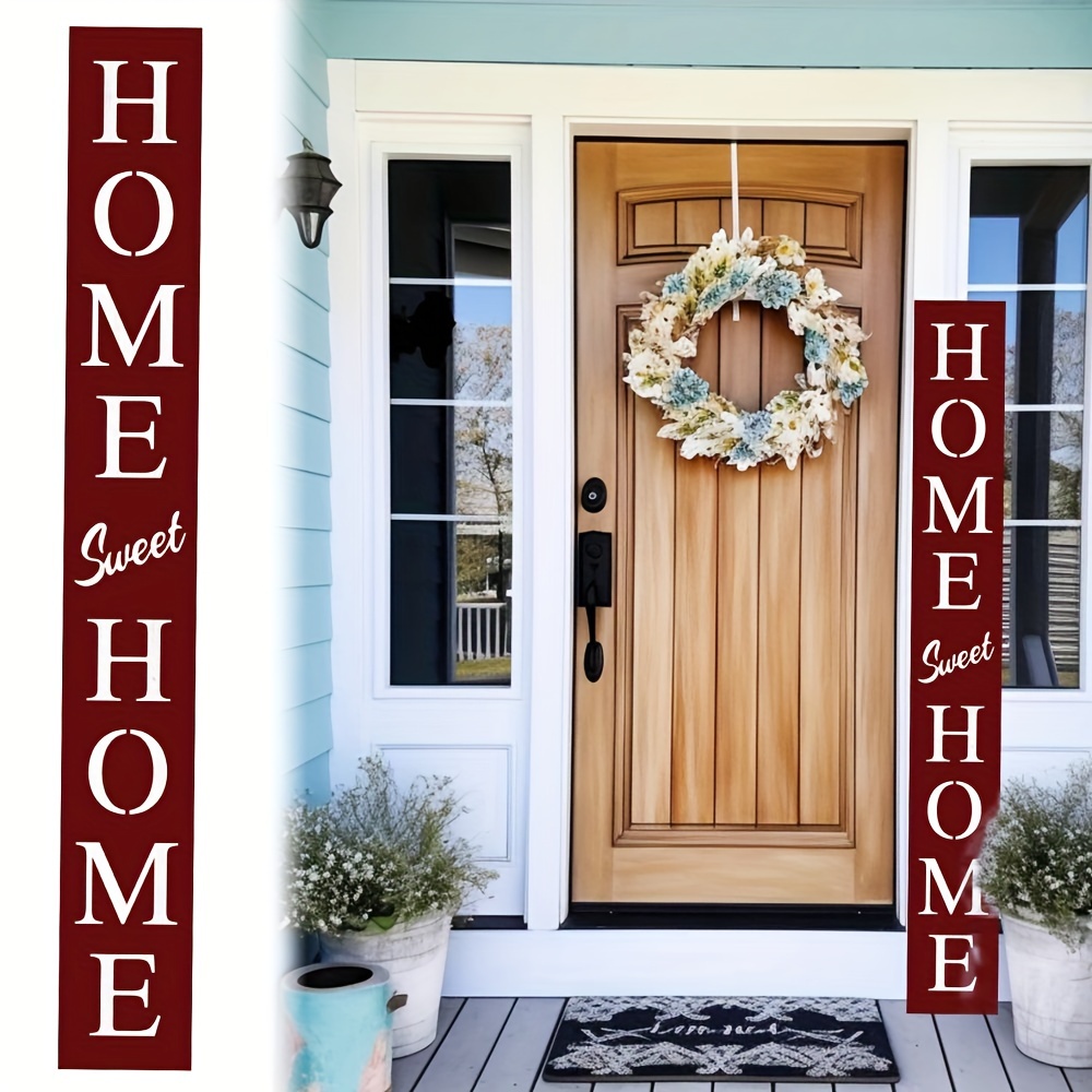 

72in Red Home Sweet Home Wood Porch Sign, 6ft Outdoor Welcome Sign For Front Door, Rustic Welcome Sign For Front Porch Decor, Farmhouse Home Decorations