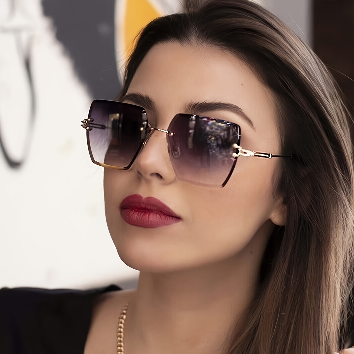 Vibrant Square Women's Rimless Glasses