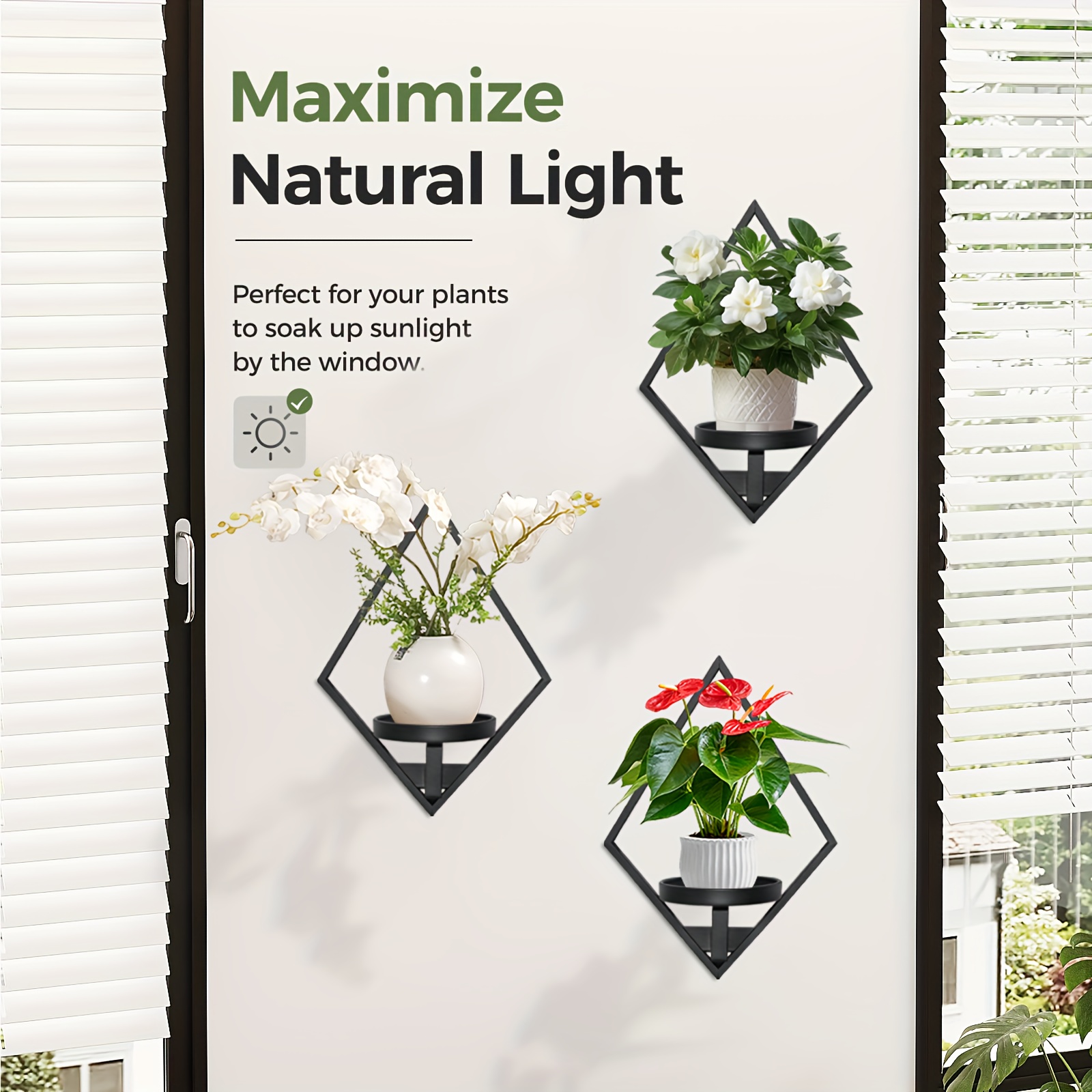 3-Pack Metal Wall Planters with Geometric * * - Indoor/Outdoor Hanging  Shelves for Plants, Modern Decorative Sturdy Plant Holders for Living Room,  Entryway, Windowsill - * Wall Hanging Planter, Indoor ...