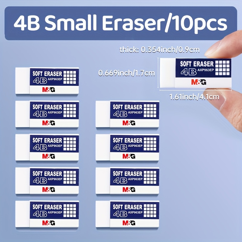 TEMU 5pc4b White Erasers, Compact Pencil Eraser, Residue-free Erasers For Clean Art Drawing, Rectangular Bulk Erasers Suitable For School And Office