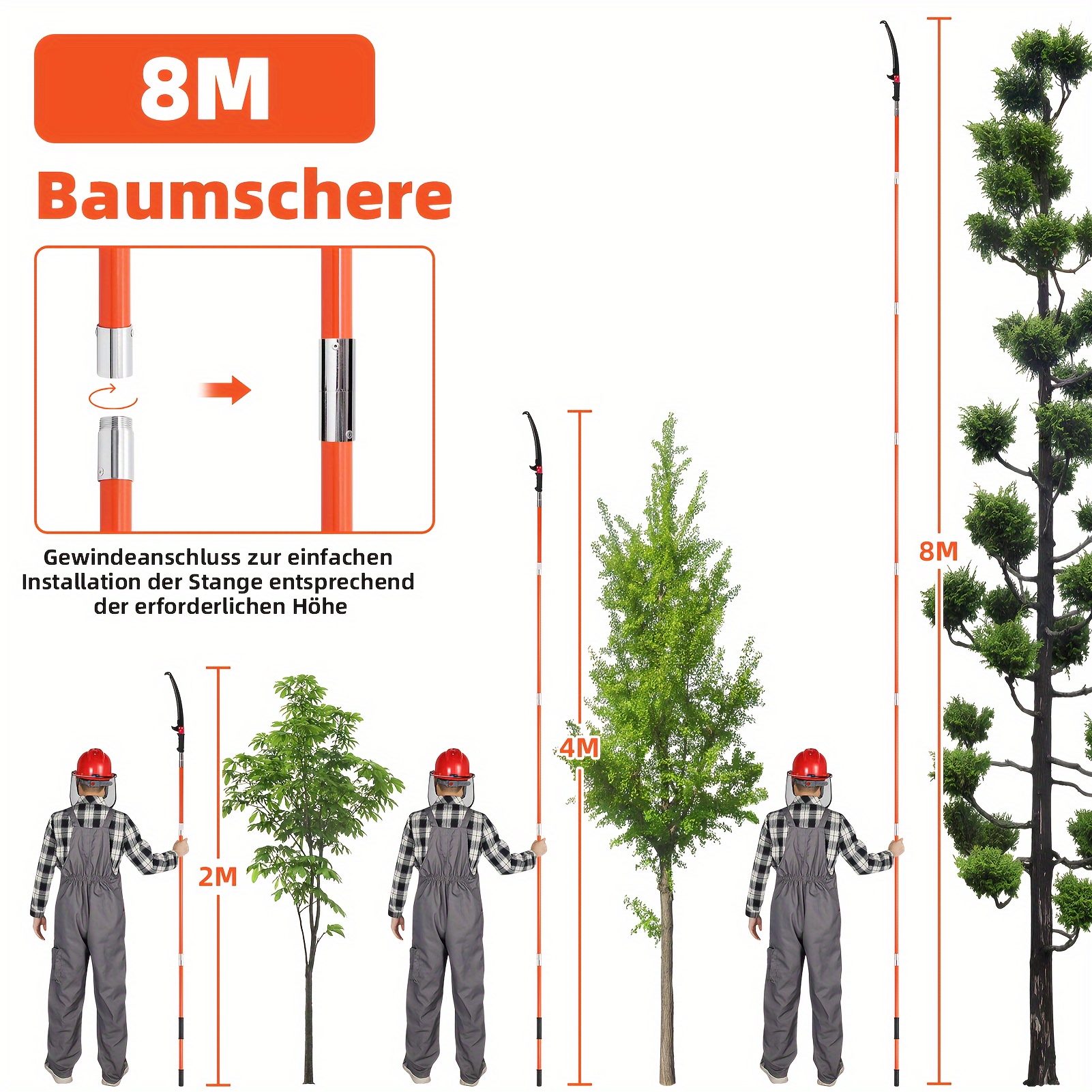 

1pc 27ft/8.24m For Trimming, Stainless Steel Pruning Saw For And Pruner At - Extending Telescopic