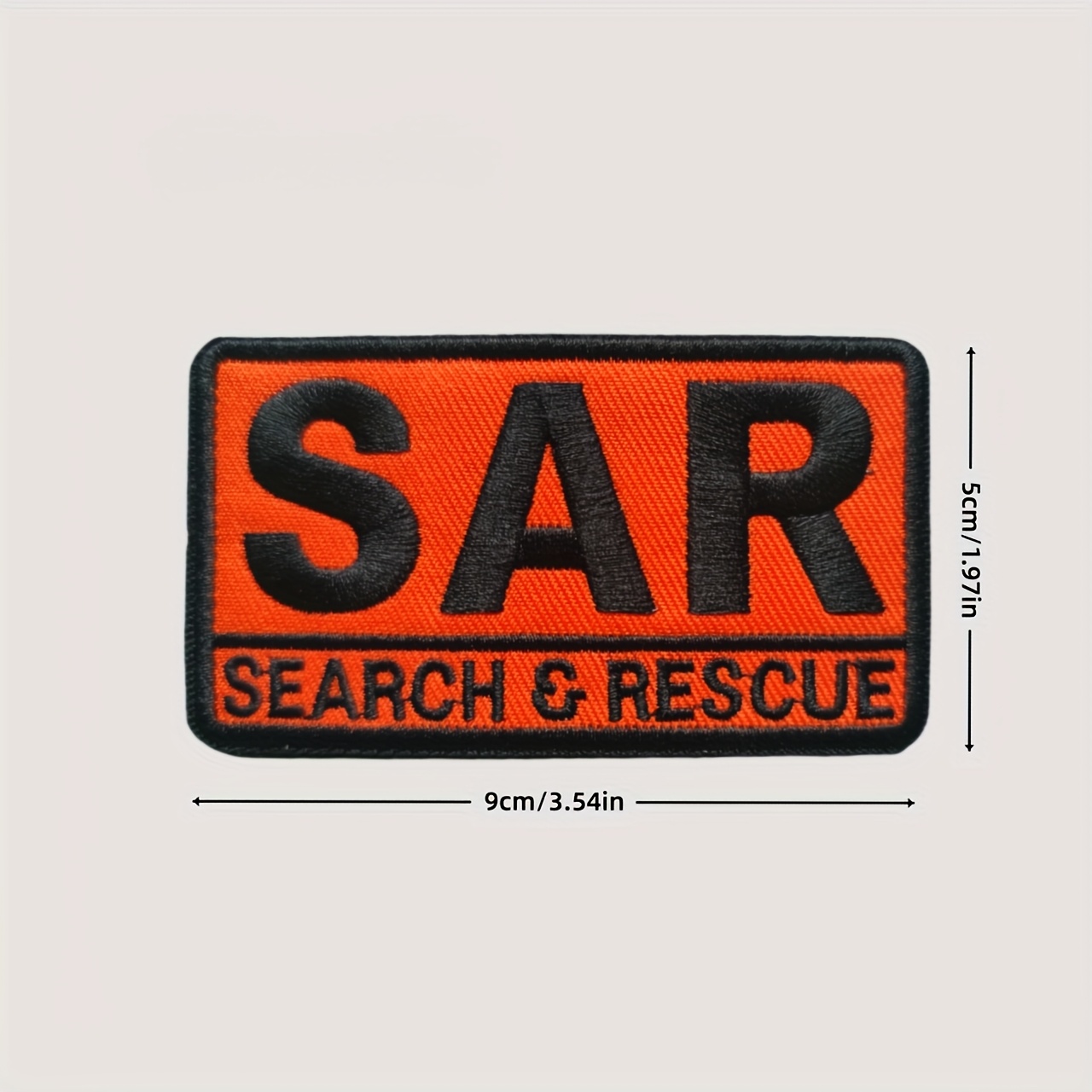 Sar Patch - Orange Polyester Embroidered Patch With Black & White Text, Perfect For Uniforms, Bags, And Gear, Gear | Professional | Durable Fabric