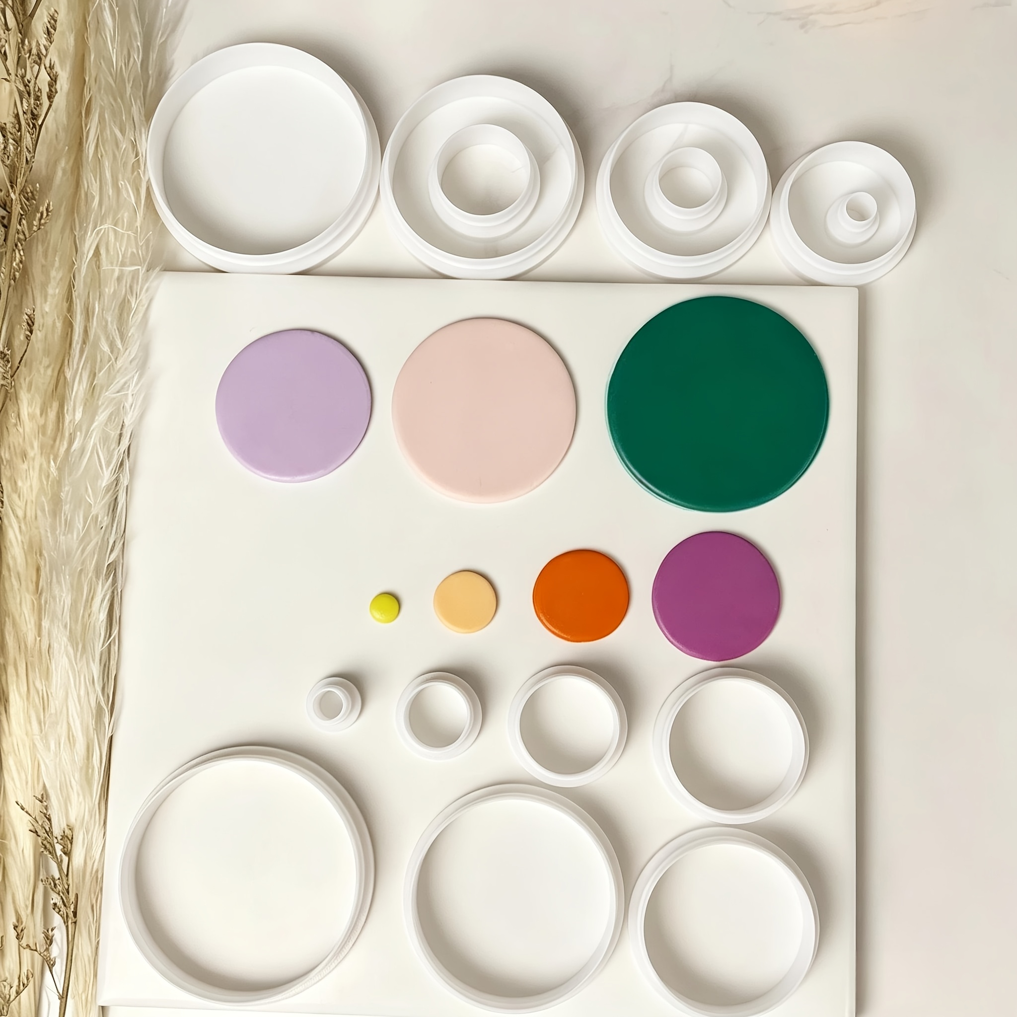 TEMU Round Ring Soft Clay Cutters 7pcs Set Of Different Sizes Hollow Frames Clay Stamps Earrings Brooches Basic Polymer Clay Hand Tool Set