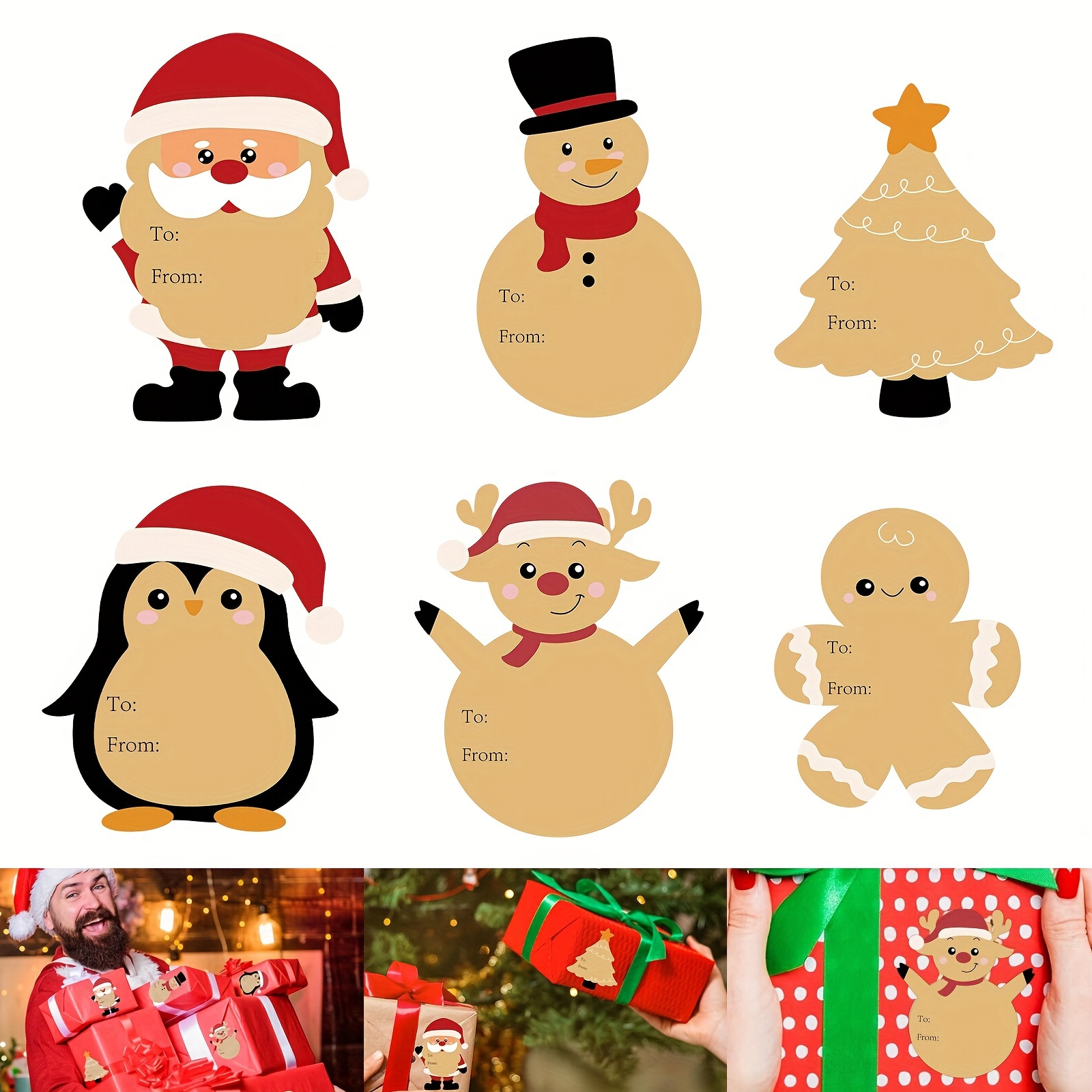 

36/60pcs Christmas Tag Stickers - -, -to-write, Labels Santa, , And , For Wrapping And Decoration, Kraft