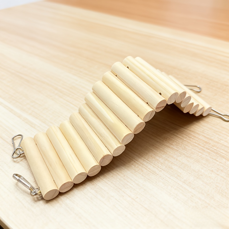 1pc Wooden Rodent Hamster Long Climbing Ladder Enclosure Landscape, Flexible Pet Climbing Hanging For Small Animals, Sturdy Natural Wood Design, Ideal For Cage Enrichment And Play
