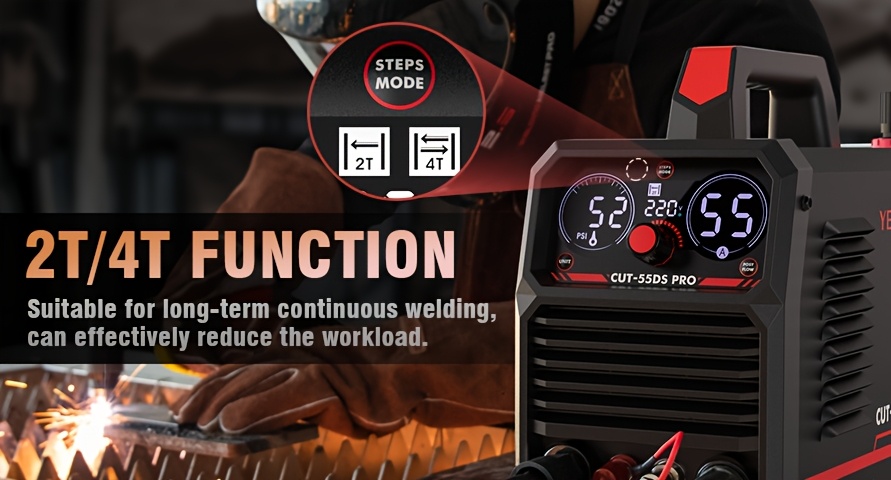 GUOZHI 55Amp Plasma Cutter - 110V/220V Dual Voltage, Non-Touch Pilot Arc, LED Digital Screen (CUT-55HFLED)