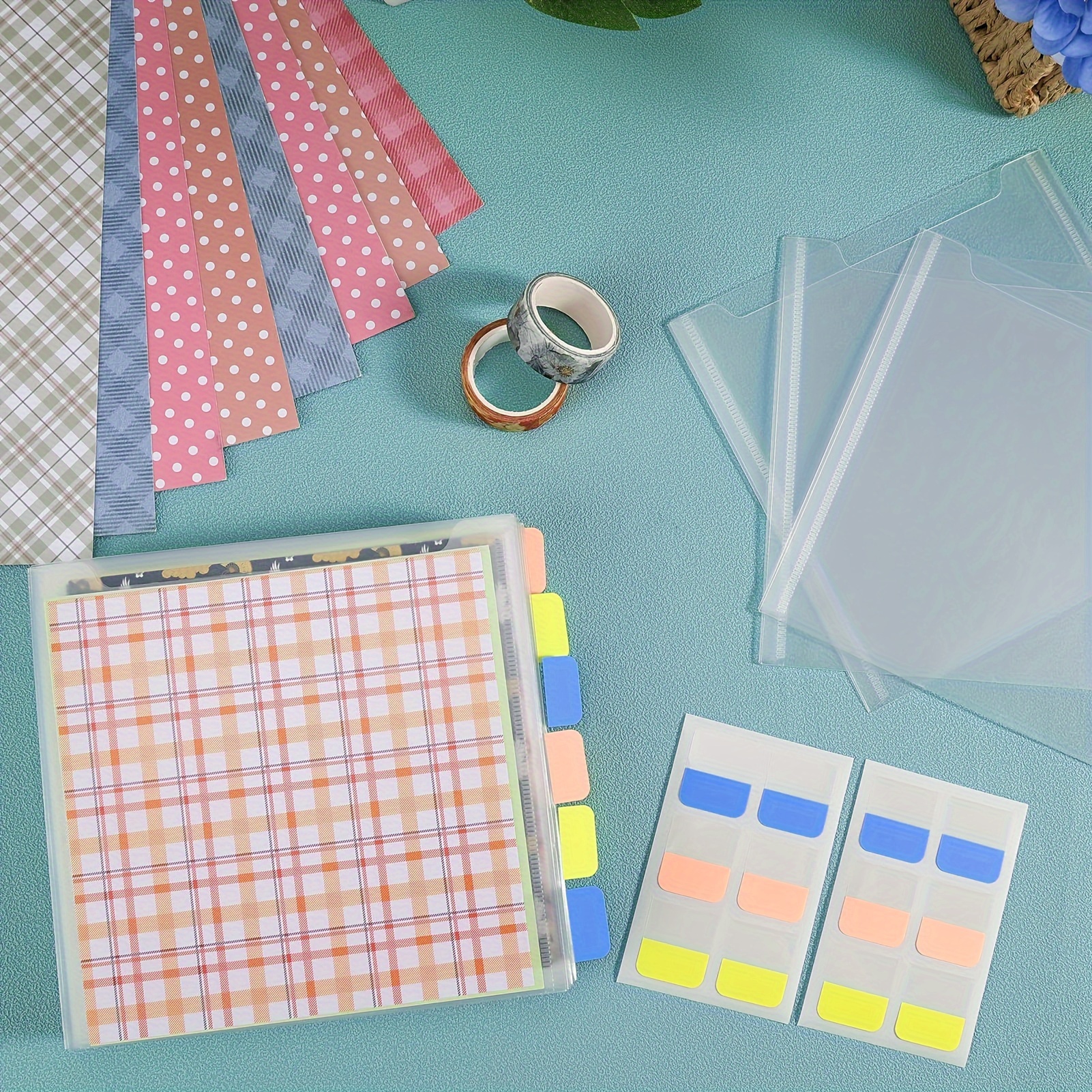 60 Pack 6x6 Inch Clear Plastic Sleeves With 120 Index Tabs - Paper Organizer For Scrapbooking, Cardstock, Photos, Vinyl