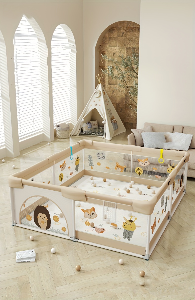 playpen little hedgehog pattern playpen playpen with gate indoor and   center with non slip base details 0