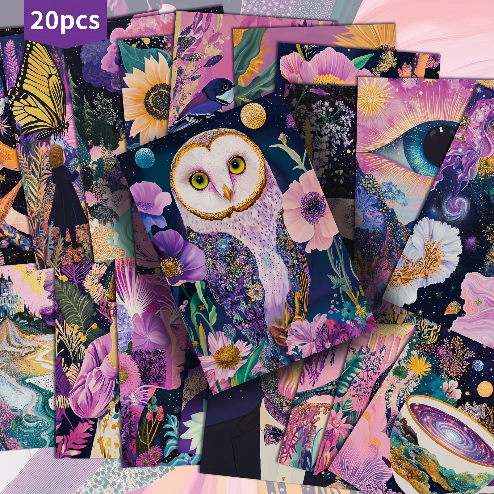 TEMU Set Of 20 Starry Sky Fantasy Postcards - 4x6 Inches Vintage Journal Paper, Pinup Art, Collectible Decorative Cards For Scrapbooking And Craft