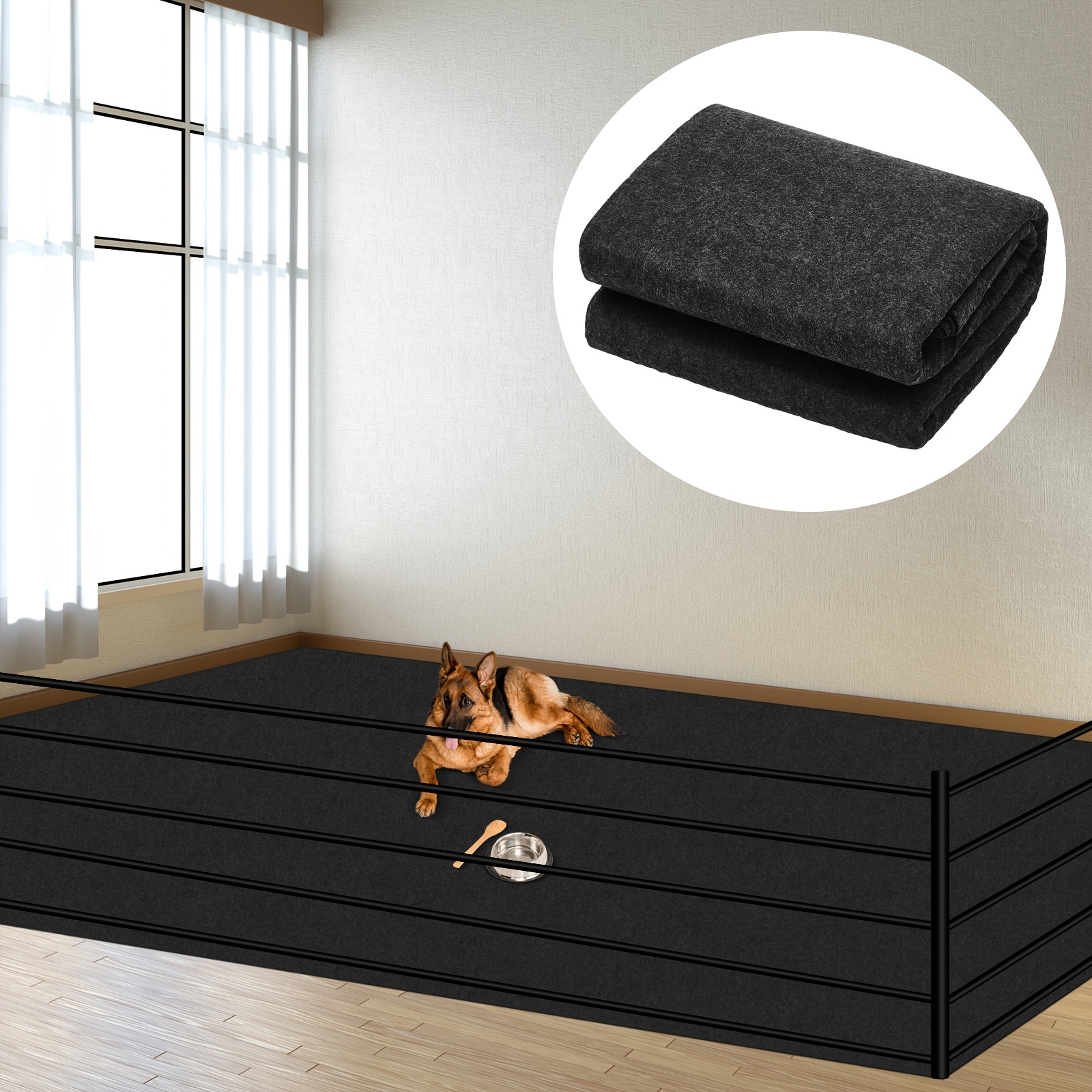 TEMU Extra Large Dogs Playpen Mat Kennel Flooring For Dogs 120'' X 60'' Washable Floor Covering Reusable Waterproof Non Slip Rug Whelping Pad Kennel Incontinence Housebreak, Dark Gray(felt And Pe)