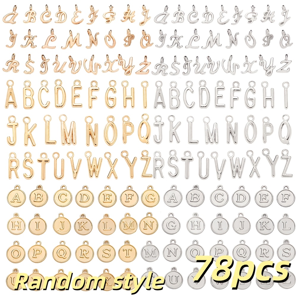 TEMU 78/156pcs Alloy Letter Charms Set, Golden & Silvery A-z Alphabet Pendant With Jump Ring For Making (bracelets, Necklaces, Keychains) | Craft