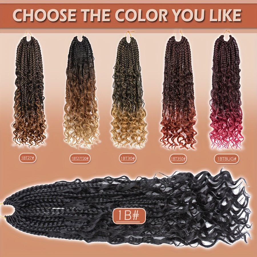 3pcs handmade pre looped box braids goddess soft thick curly synthetic hair extensions 14 inch afro ombre boho   knotless jumbo twist braiding hairpiece for women festival christmas   use details 6