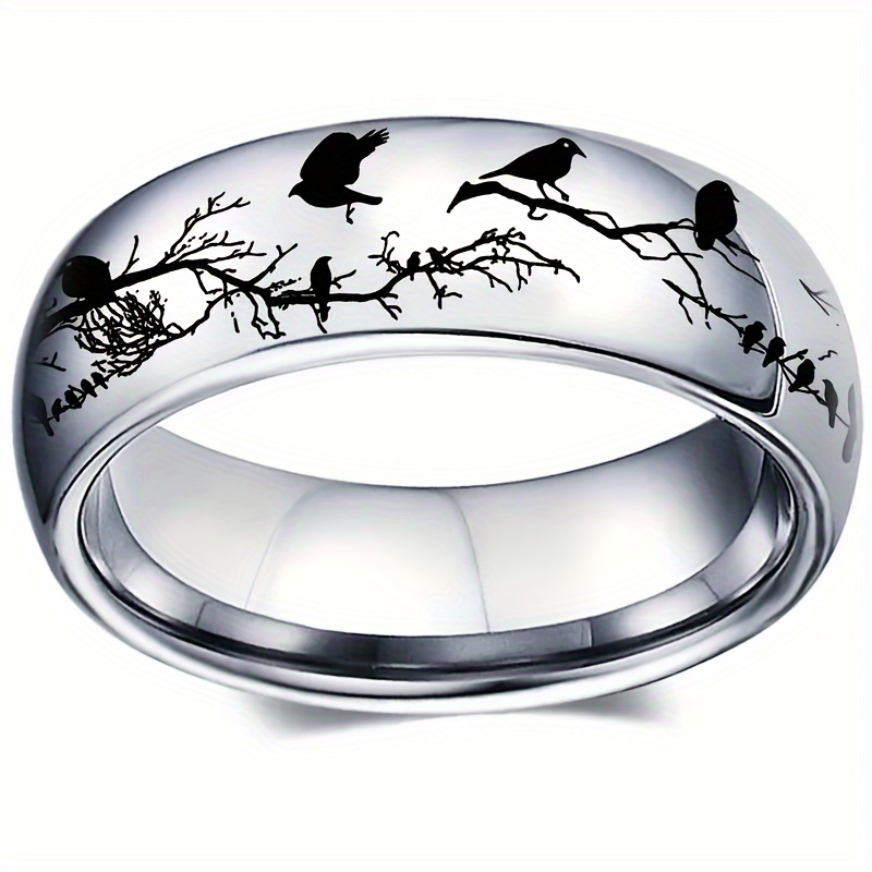 

1pc Bague Vintage en Acier Inoxydable avec Motif Oiseau et Branche, Style Vintage & Minimaliste, Idéal pour les Fêtes et Accessoire de Voyage