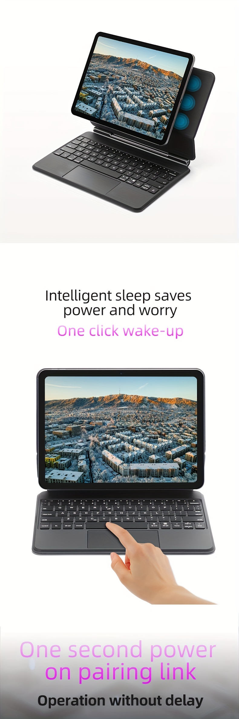 Magic Keyboard Case for iPad Air 13 Inch (2024) & Pro 12.9 Inch - 3/4/5/6th Gen, Multi-Touch Trackpad, Backlit Keys, Easy-Set Floating Cantilever Stand, USB-C Charging, Black, Multi-Color Backlit Keys, Precision Multi-Touch Support, Sleek Tablet Design, Durable Tablet Cover