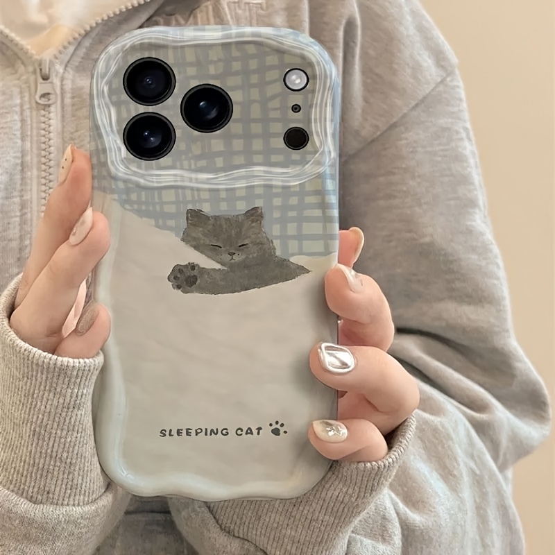 TEMU Étui téléphone : 1 motif 3D de chaton et ours endormis, coque TPU légère et - multifonctionnelle, compatible iPhone 17/16 Pro Max/11/12/13 Pro