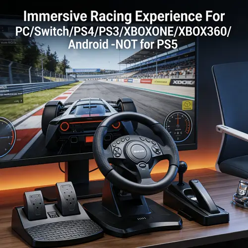 Temu Racing Rig racing wheel and pedals sold on Temu United States