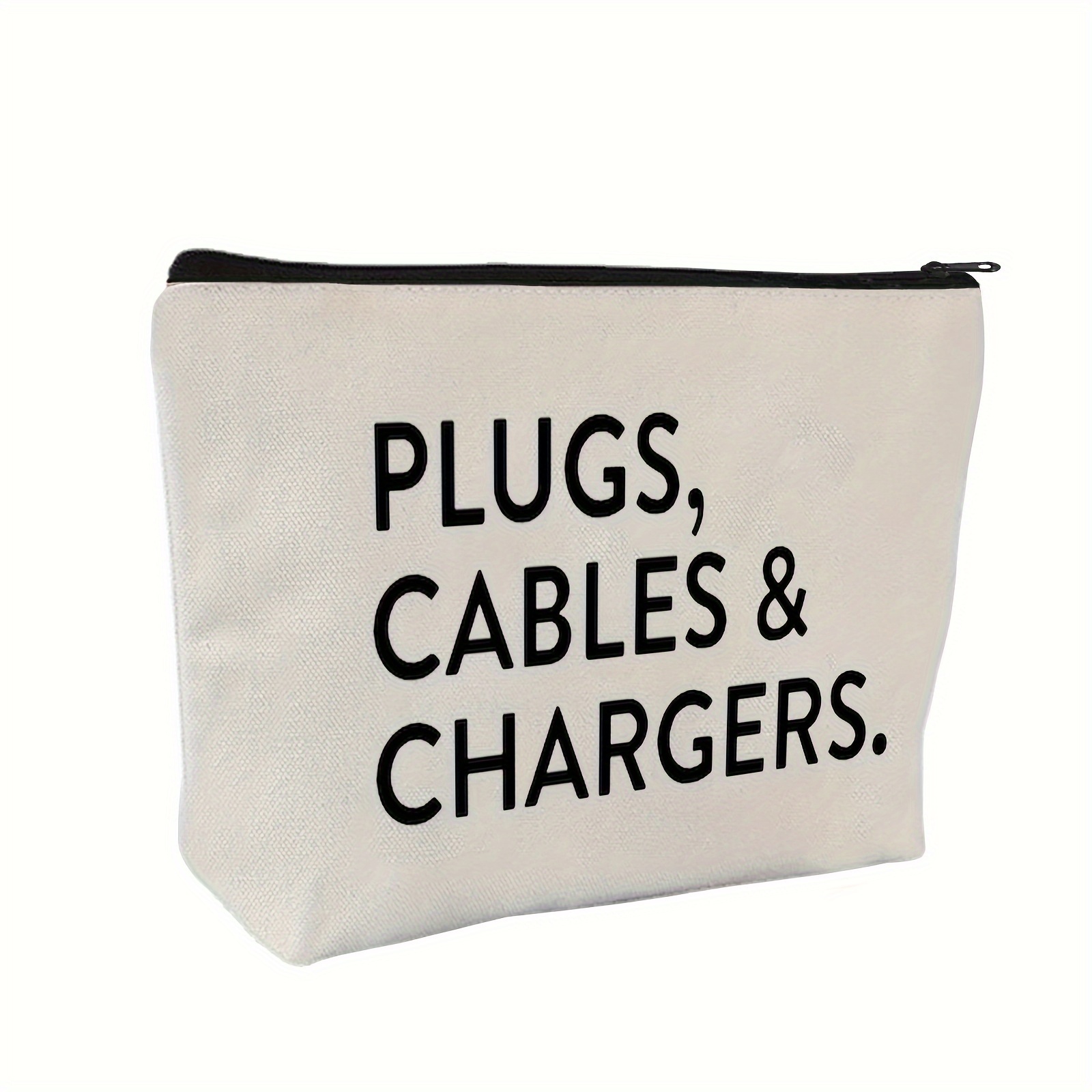 TEMU Canvas Charger & Cable Organizer Pouch - Non-waterproof, Formaldehyde-free Tool And Accessory Storage Bag