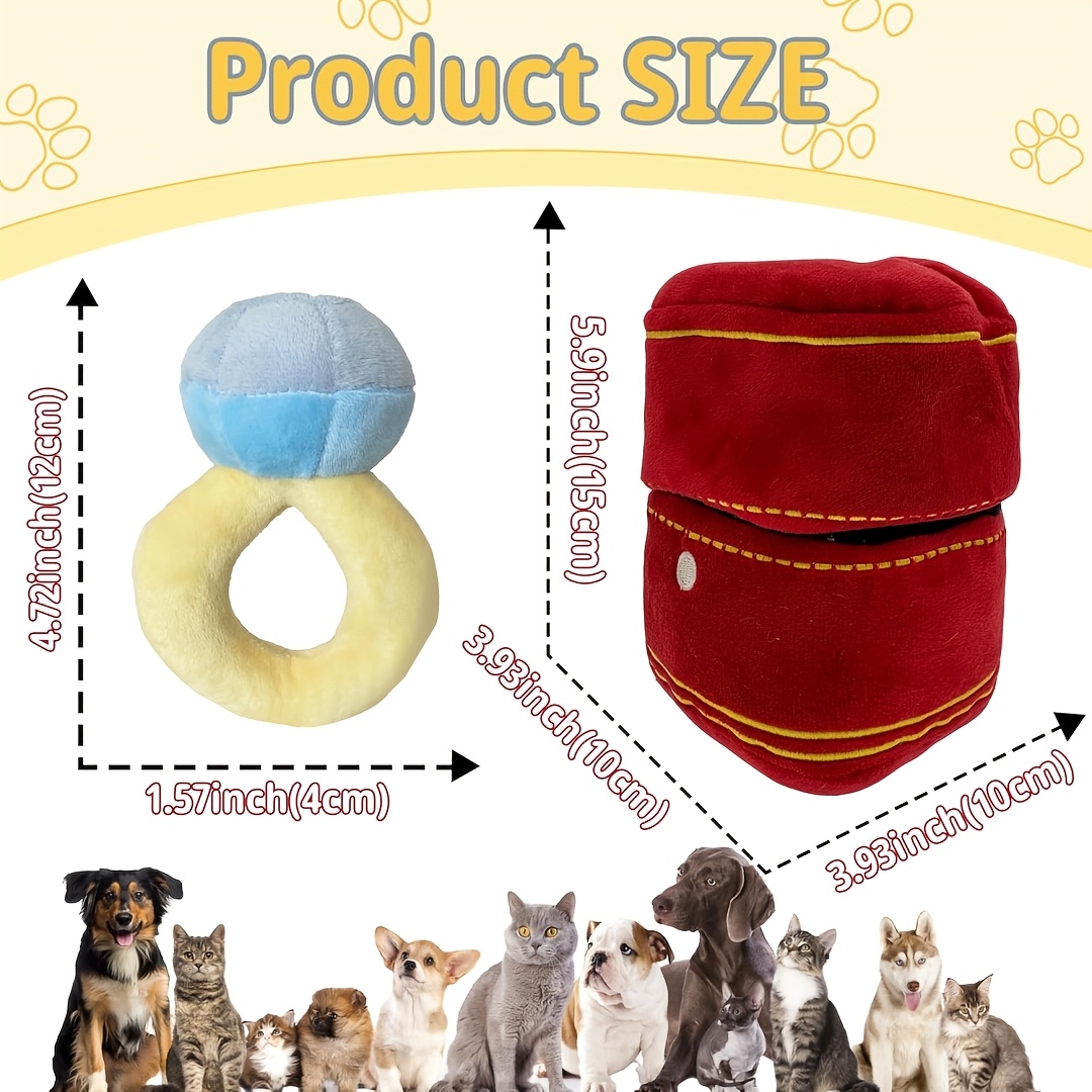 dog wedding engagement ring plush toy chew plush ring box Temu