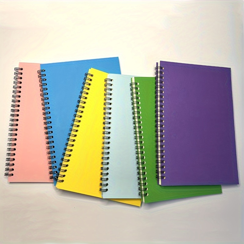 

A Pack Of 6 Colorful Coil-bound Notebooks Made Of Cowhide Paper, Specially Designed For Students, With Thickened Business Notepads, Simple Exercise Books, Loose-leaf Notebooks, And Diaries.