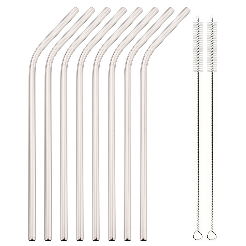 TEMU Lot de 8 réutilisables, à boire robustes et incurvées en acier inoxydable 304, métalliques de qualité alimentaire, adaptées pour jus, smoothies,