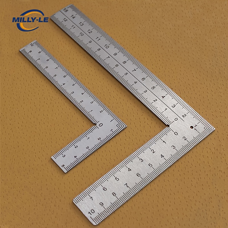 

Stainless Steel -shaped Ruler - Double-sided, Scale, Thickened For Durability, Multi-functional Corner Tool For Leather Design, Angle Ruler