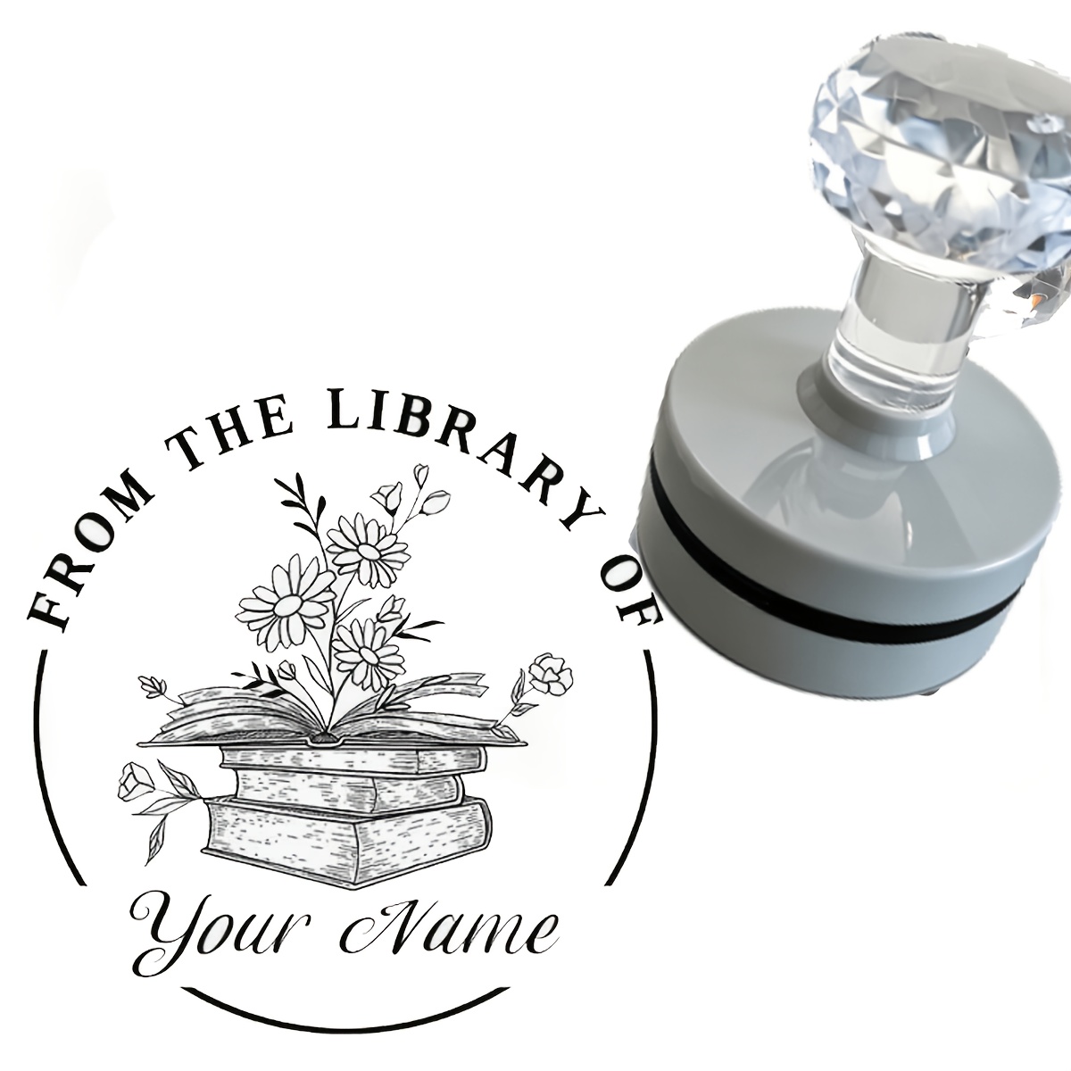 TEMU Custom "from Of" Book Collection Ink-absorbing Seal, Vintage Book Floral Self- Name Stamp, Personal Library Marker Seal