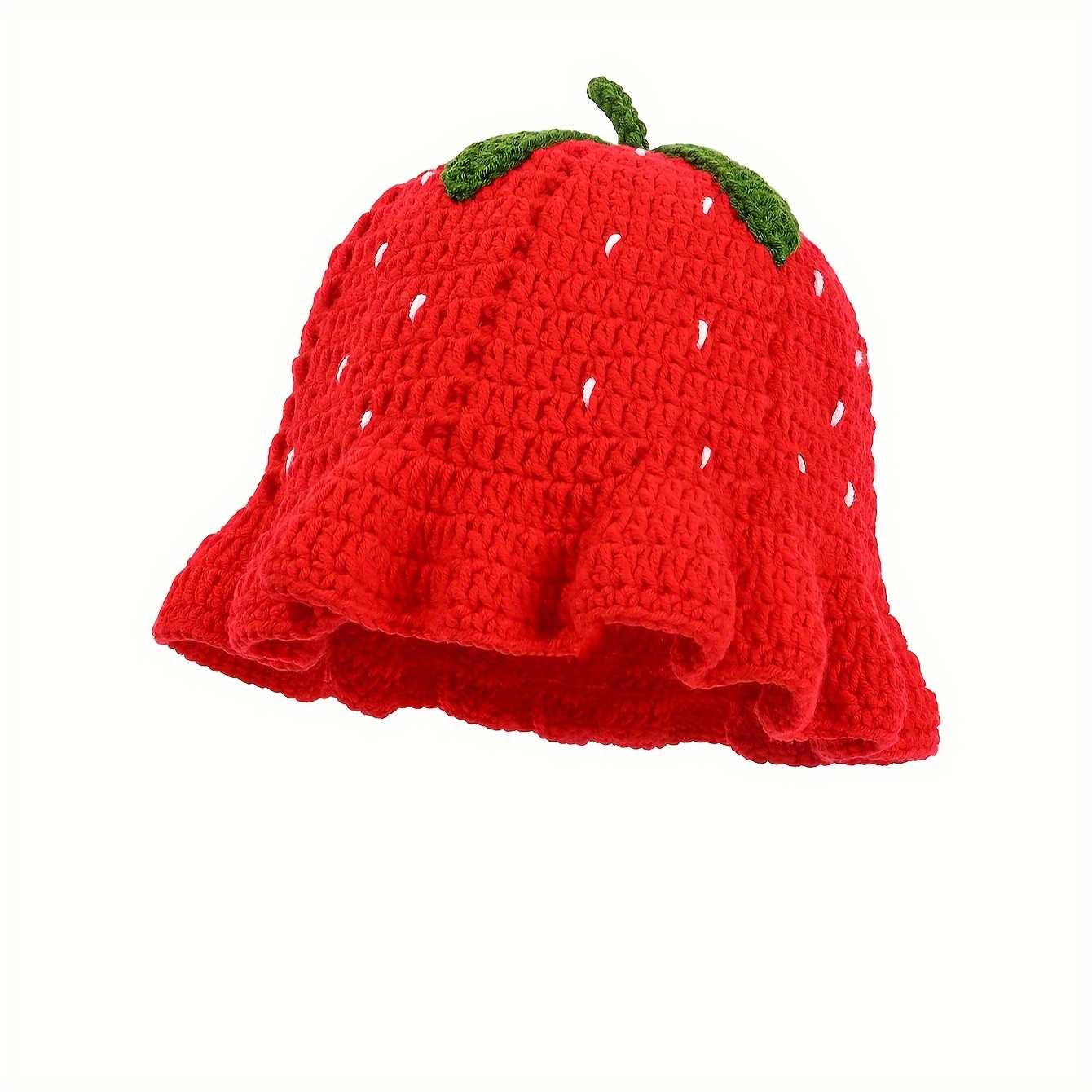 handmade strawberry knit beanie hat acrylic fabric womens Temu