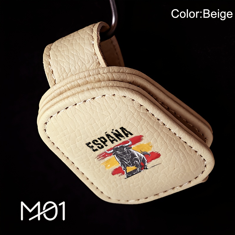 TEMU 1 pieza de clip todo en uno para gafas de coche de cuero PU duradero con de del de España, soporte magnético de moda para gafas, almacenamiento