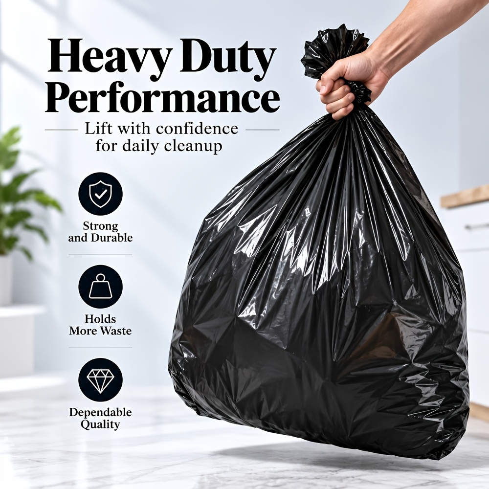 TEMU 5 Rouleaux de 100 Sacs Poubelle à Bouche Plate, Sacs Anti-Fuite et Anti-Odeur - Sacs en Plastique Épais Extra Larges, Anti-Fuite, Anti-Odeur,
