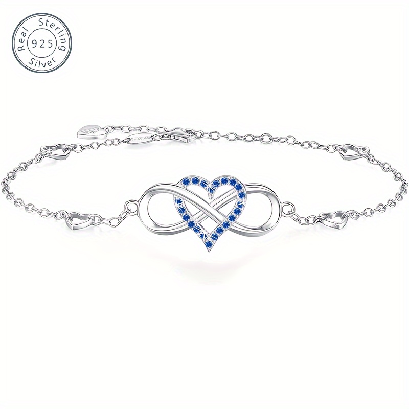 

925 Sterling Silver - Aaa Grade Zirconia - Love Loop Anklet - Stylish And Design - For Men, Female Friends, Moms, Daughters - Birthdays, Valentine's Day, Day, For Any Holiday