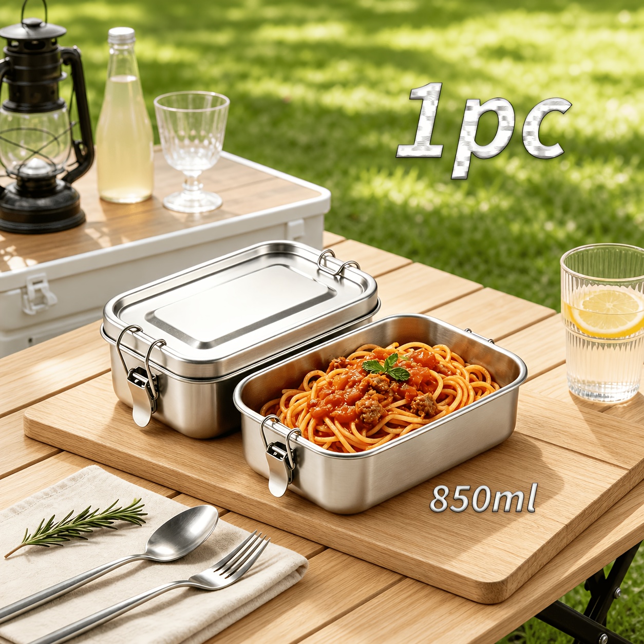 1/2/3pcs Stainless Steel Lunch Box, Sealed & Leak-proof Compartment Bento Box, Refrigerator Safe, Dual-use As Outdoor Bowl, Ideal For Office Workers, Camping & Picnics