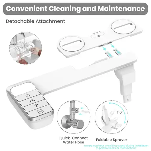 Non-Electric Bidet Attachment - Ultra-Slim Design With Self-Cleaning Nozzles For Existing Toilets