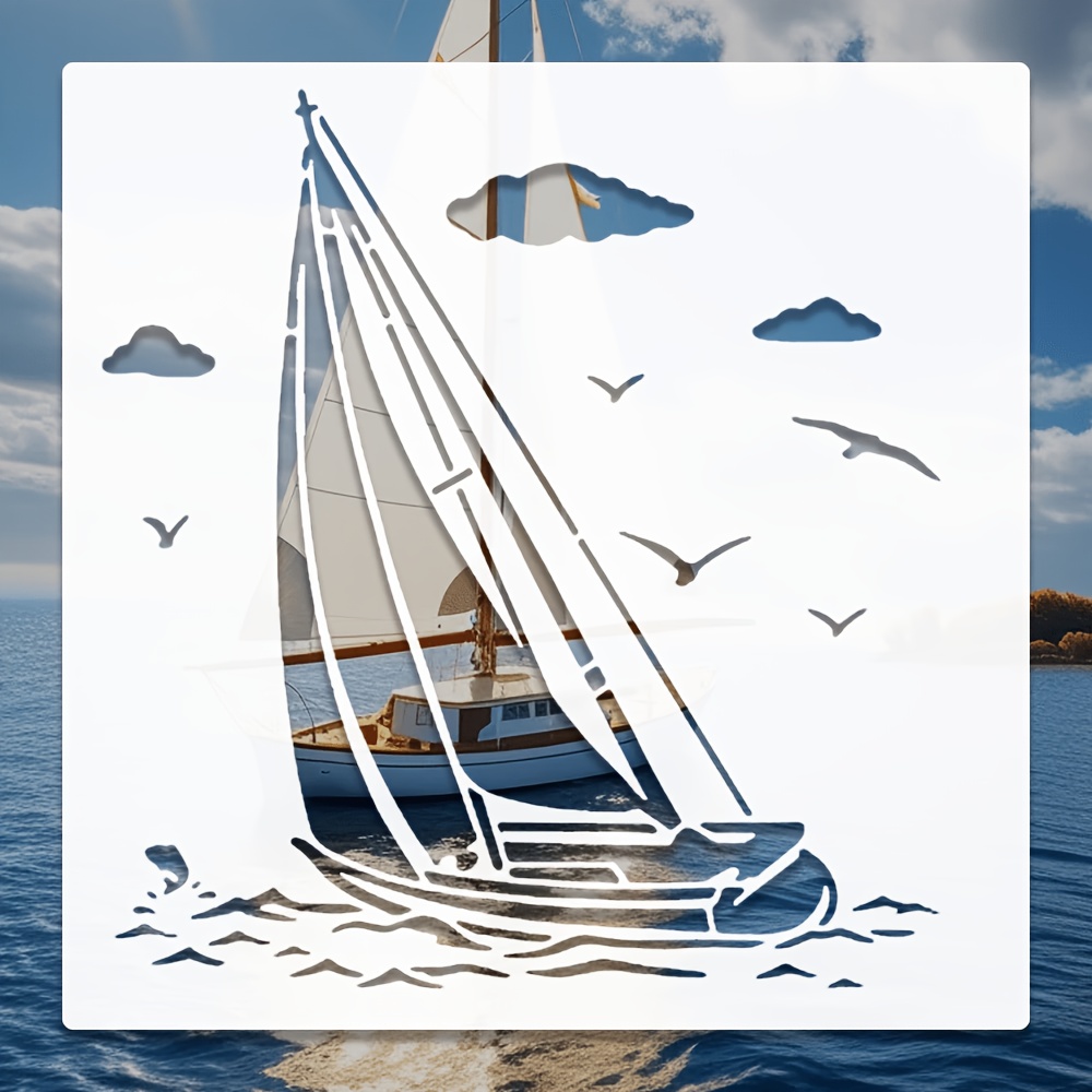 item picture 11 81x11 81 inch sailboat stencil suitable for painting scrapbooking decals large wall art home decoration furniture projects creative activities   floors crafts canvas photos