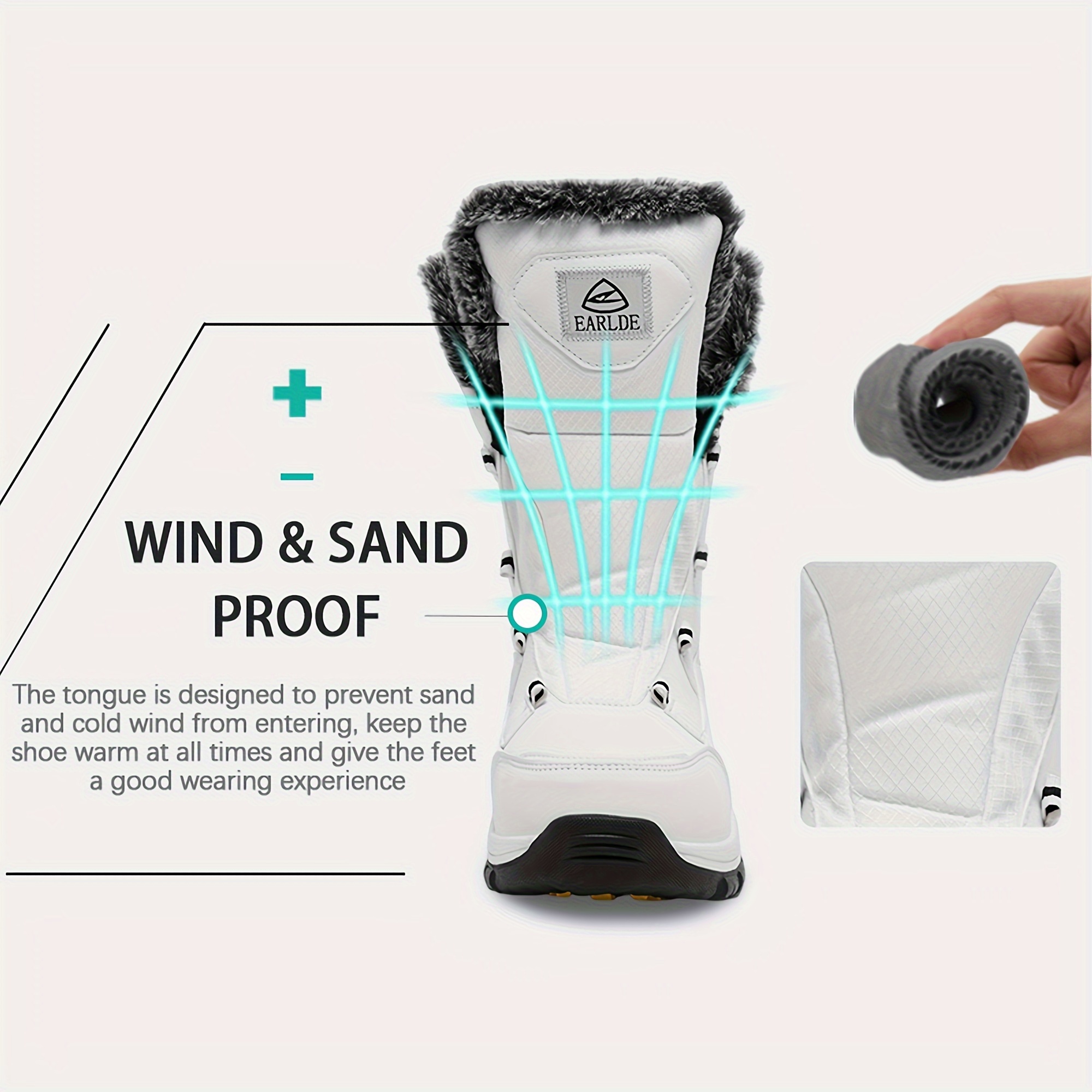   womens snow boot with waterproof lace up   calf outdoor winter deep tread   details 3
