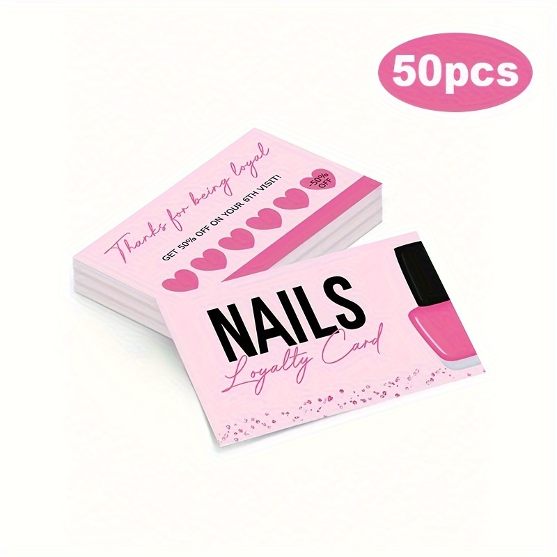 

50-pack Nail Salon Cards - Customer Appreciation For Small Business, Nail Care Services Card