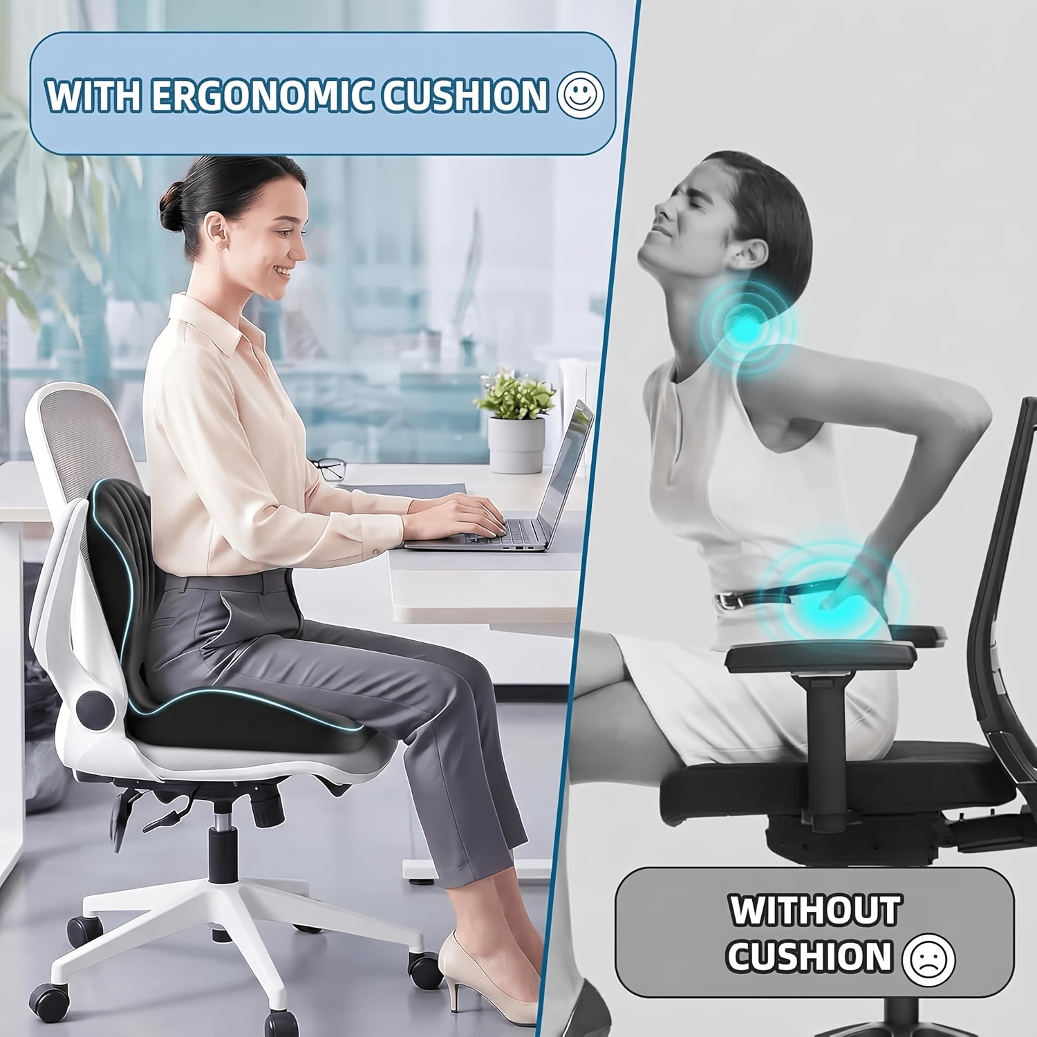 high density l shaped ergonomic posture correcting seat cushion integrated lumbar and back support cushion suitable for office chairs sofas cars trucks gaming chairs wheelchairs etc ideal for gifting Product details 2