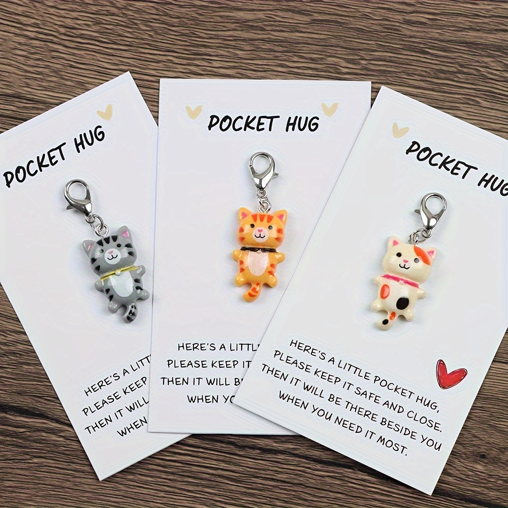 

Hug Cat Keychain, Abs , Encouragement & For - 1pc/2pcs Set, For