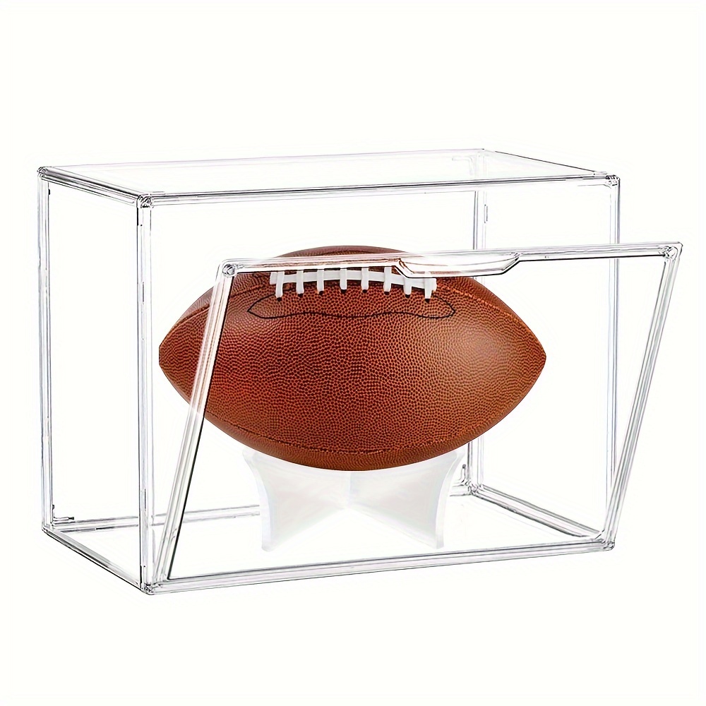 

Football Display Case Acrylic Football Storage Box Full Size Assemblable Football Showcase Memorabilia Display Boxes With Magnetic Door Removable Display Stand Uv Protection