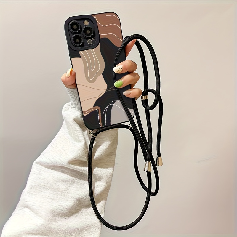 TEMU Phone Case: New Irregular Figure Pattern Lanyard Phone Case For Iphone 16 15 14 13 12 11 Pro Max Xs Xr 7 8 Se2 Se3 Th